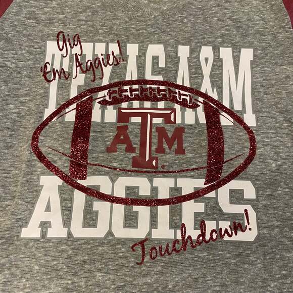 Texas A&M Aggies college football team apparel gray maroon tee youth girls 7/8 - Picture 2 of 3